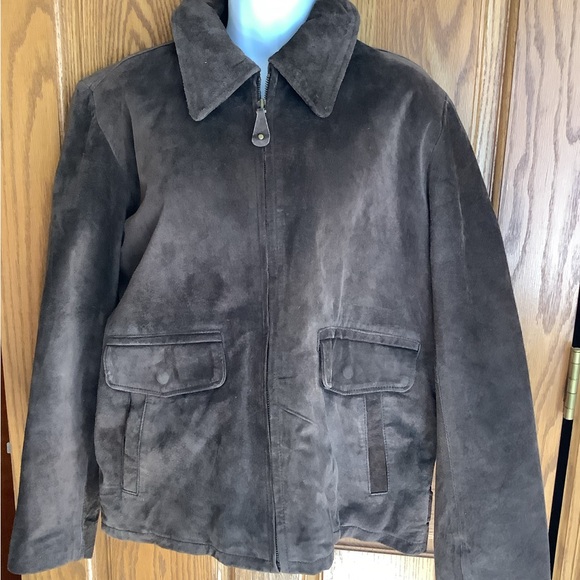 Genuine Leather , brown suede bomber style jacket.  Quilted lining. Vintage? - Picture 1 of 9